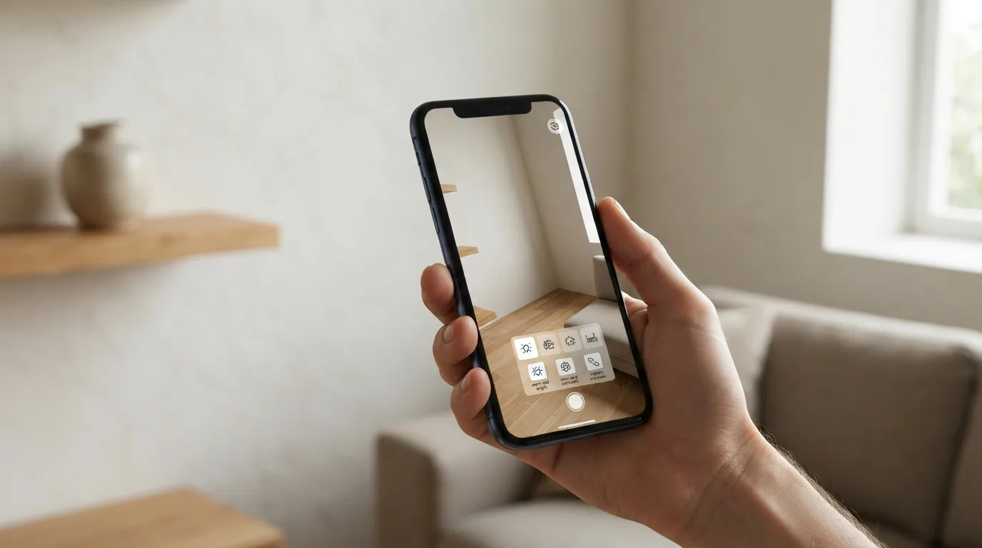 セクション「インテリアAIで部屋の写真から完成形を見るには、どんな手順が必要ですか？」のイラスト