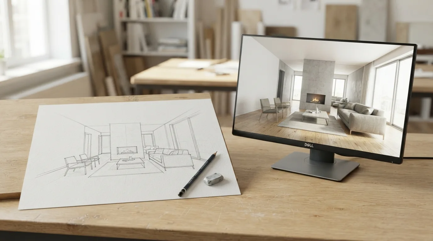 Ilustración de la sección "¿Cómo se convierte un boceto en un render realista?"