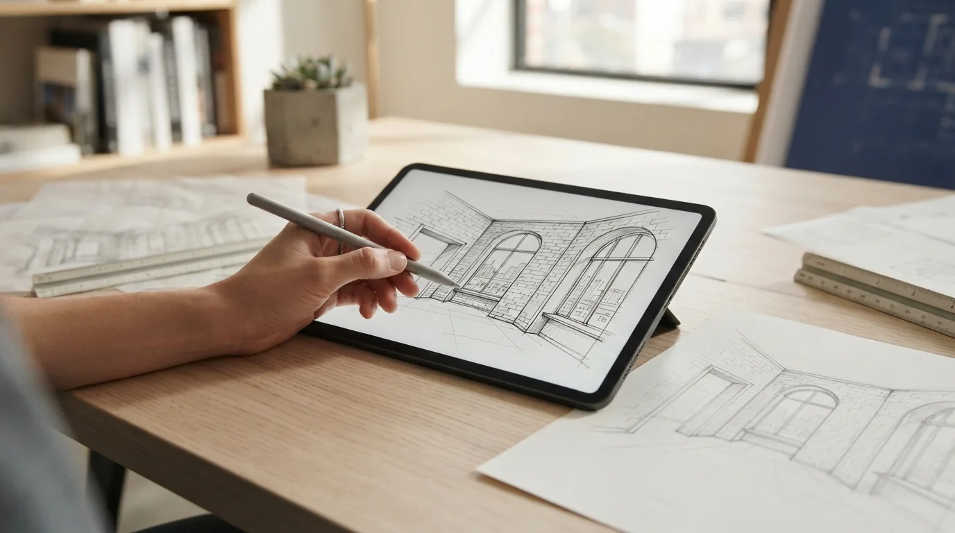 Illustration zum Abschnitt „Wie wird aus deiner Skizze ein fotorealistisches Bild – ohne 3D-Modellierung?“