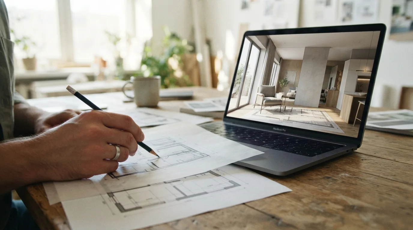 Illustrazione della sezione «Come funziona un render AI partendo da una foto o da uno schizzo?»