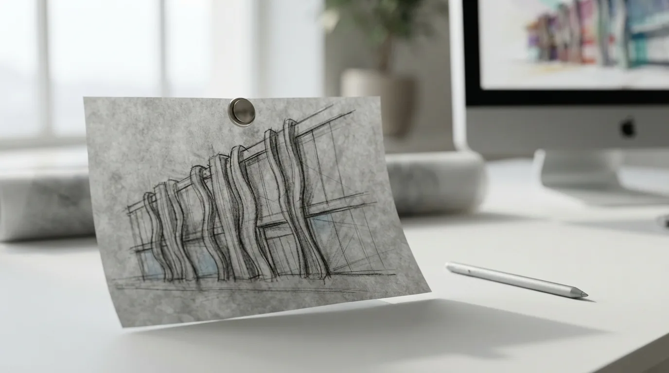 Ilustración de la sección "¿Cómo pasas de una idea o un boceto a una fachada que puedas enseñar?"