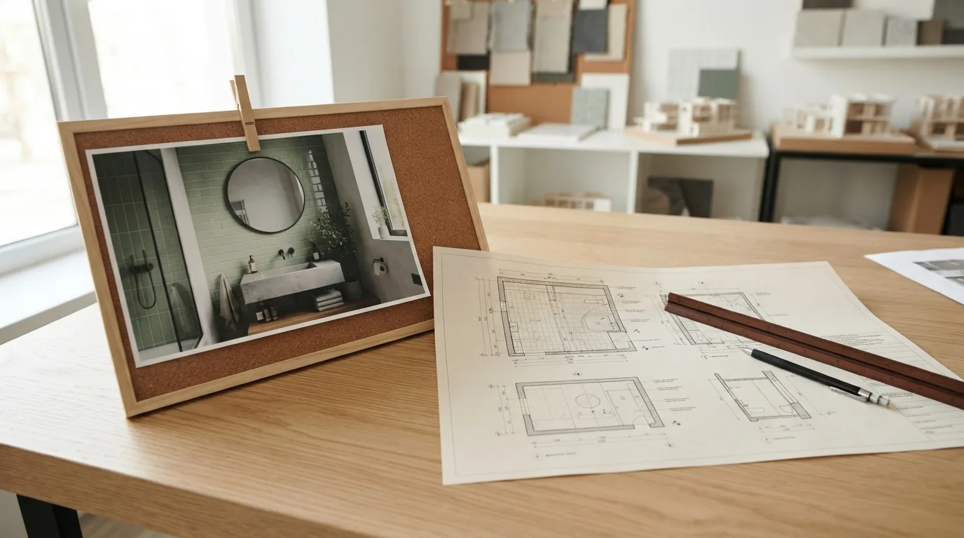Ilustracja do sekcji "Ile kosztuje projekt łazienki AI w porównaniu z projektem u architekta?"