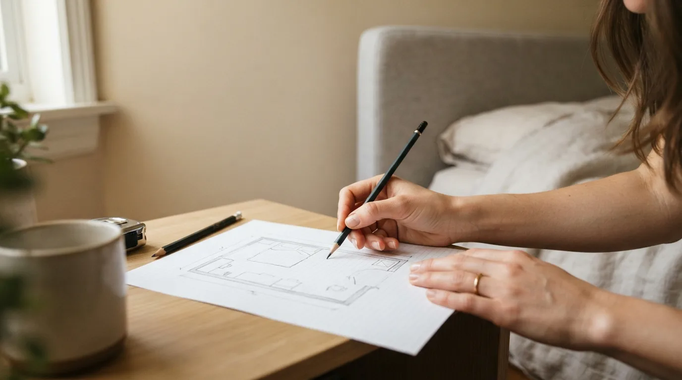 Ilustração da seção "O que fazer quando o quarto é pequeno ou tem um layout difícil?"