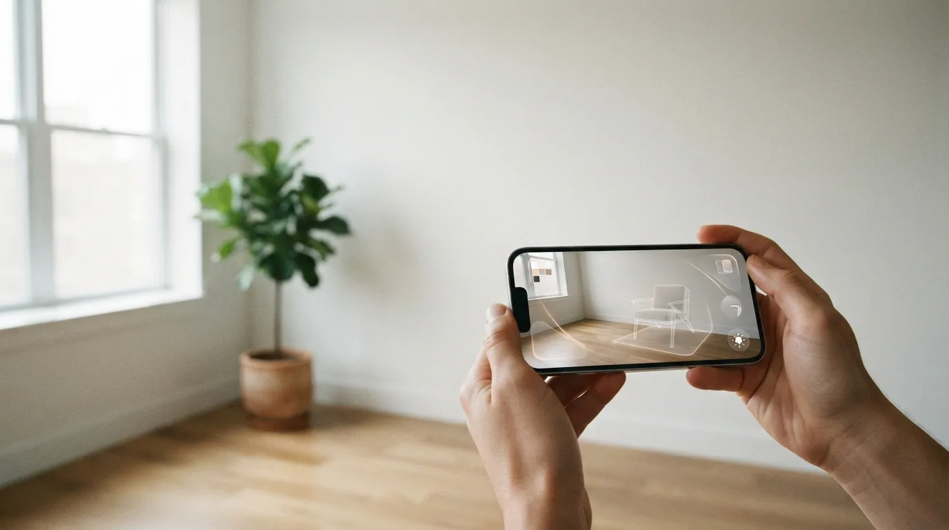 "Telefonla çekilen fotoğraf yapay zekaya nasıl oda tasarımı önerisi hazırlatır?" bölümü için illüstrasyon