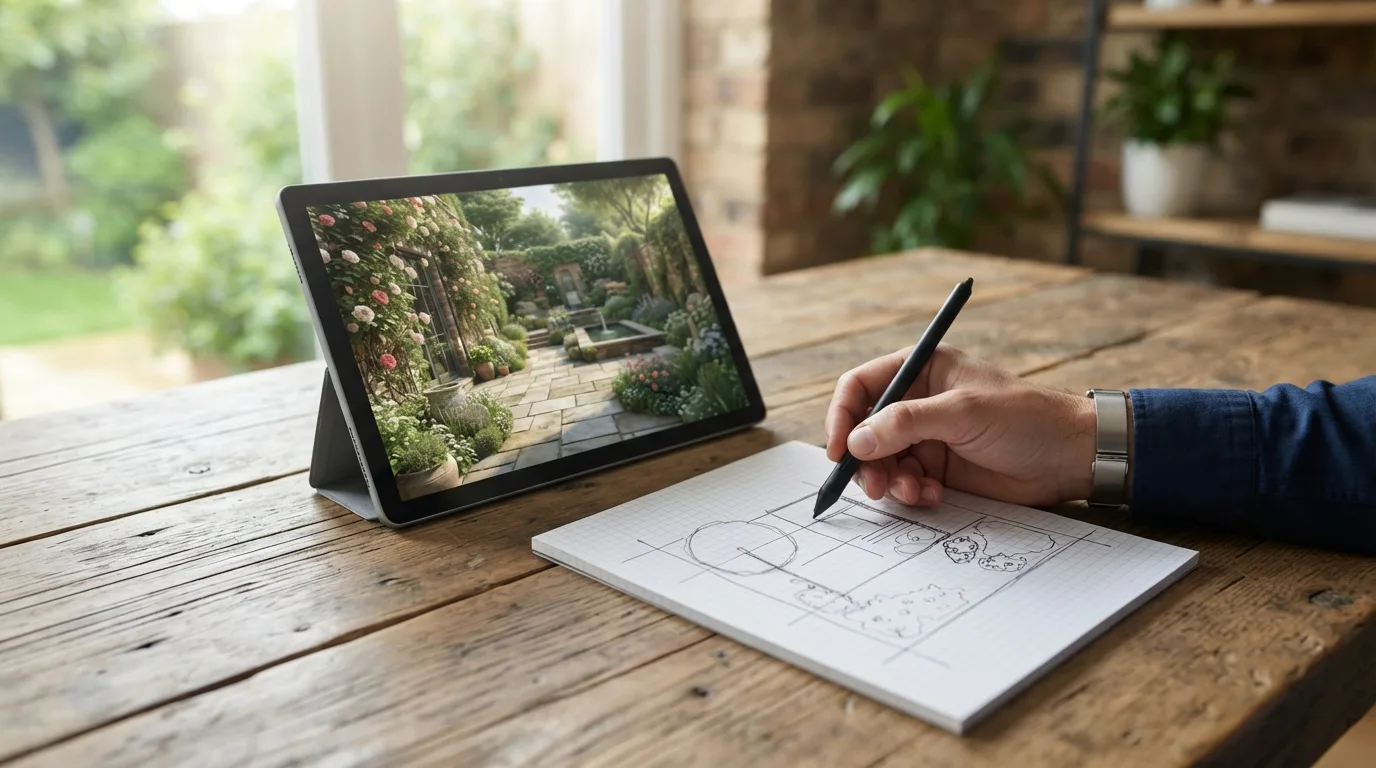 Illustration for the section "Which free AI garden design options can you try first?"