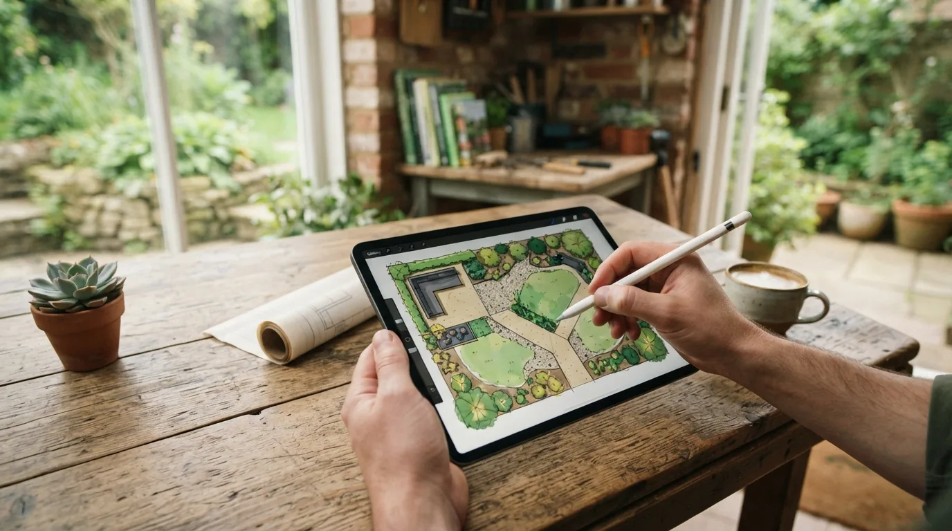 Illustration for the section "Where does AI garden design help most with zones, paths, and seating?"